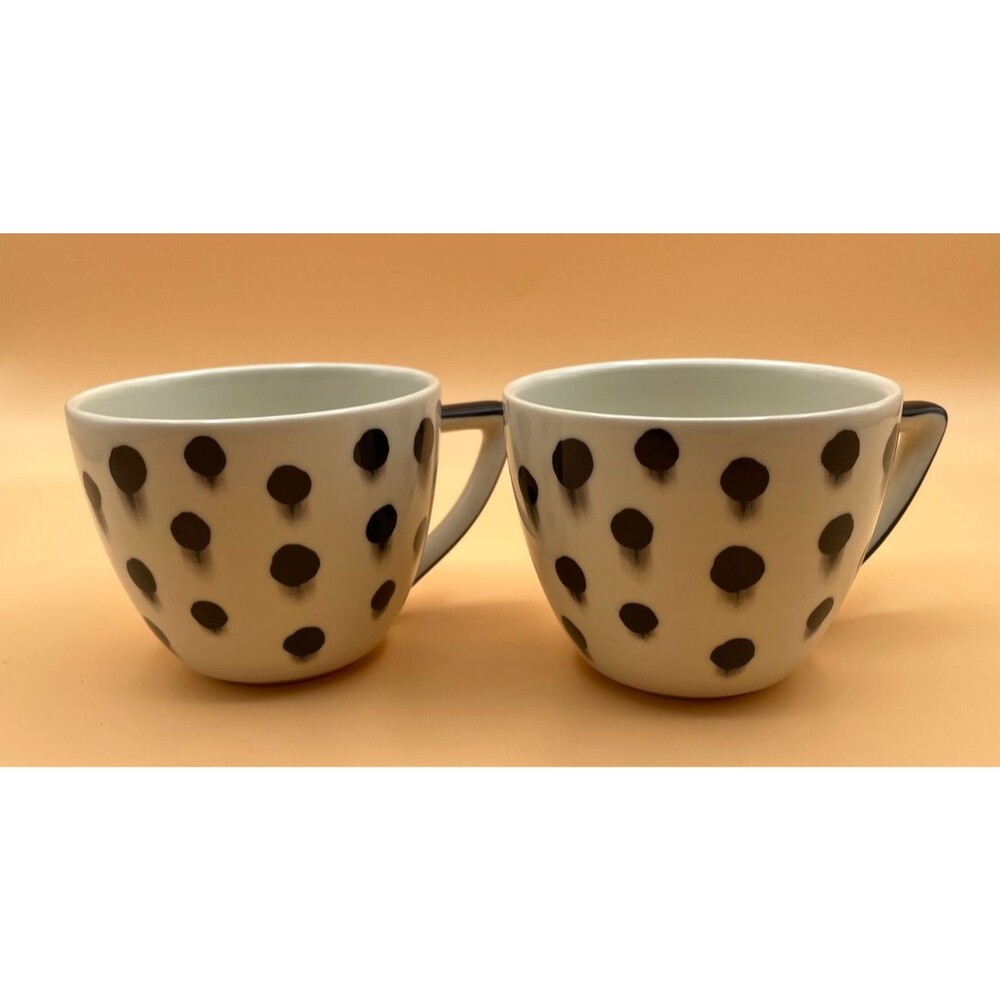 Set of 2 Swid Powell "Dots" Flat Cups Black & White Rady & Mizuno RARE